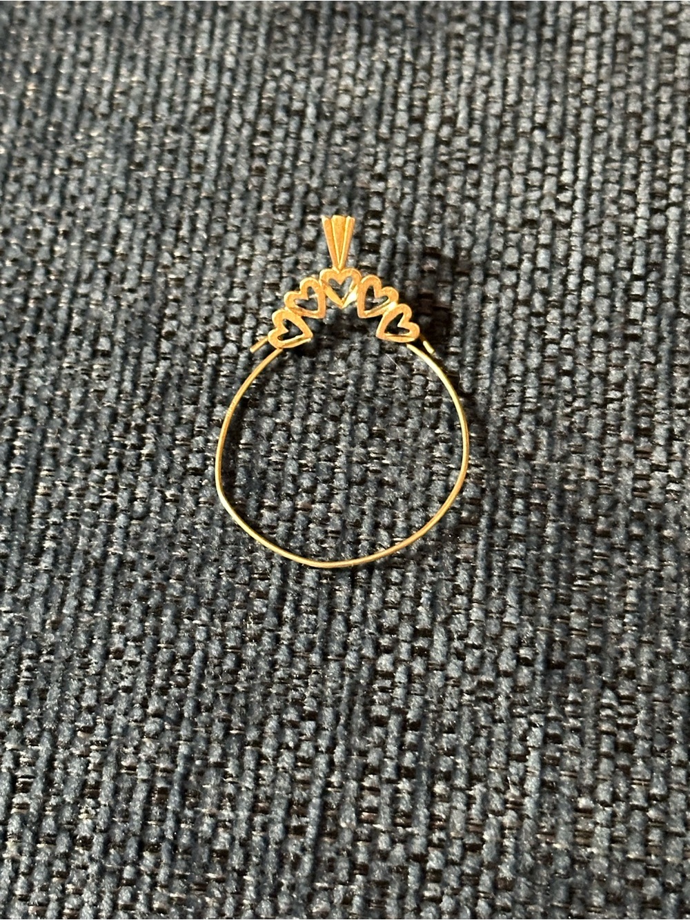14k Gold Charm Holder Pendant with Hearts across the top
